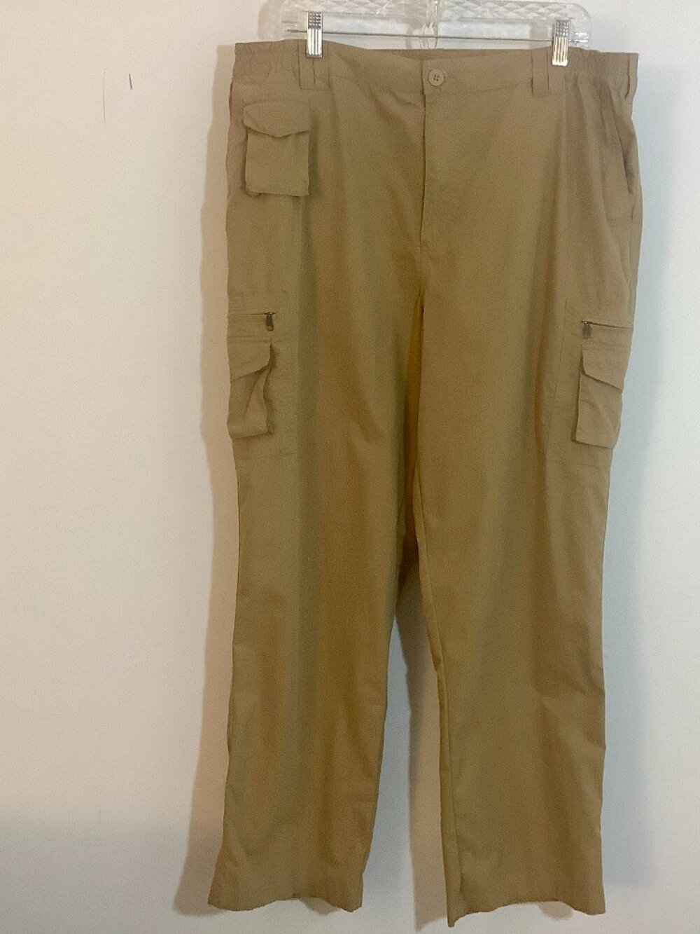 Mens TravelSmith Pants 38x32 Cotton Blend Tan Functional Jet-Set Style Casual